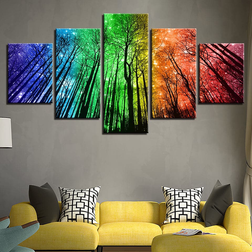 Framed 5 Panels - Forest