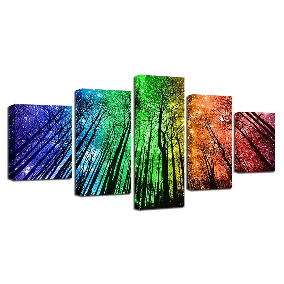 Framed 5 Panels - Forest