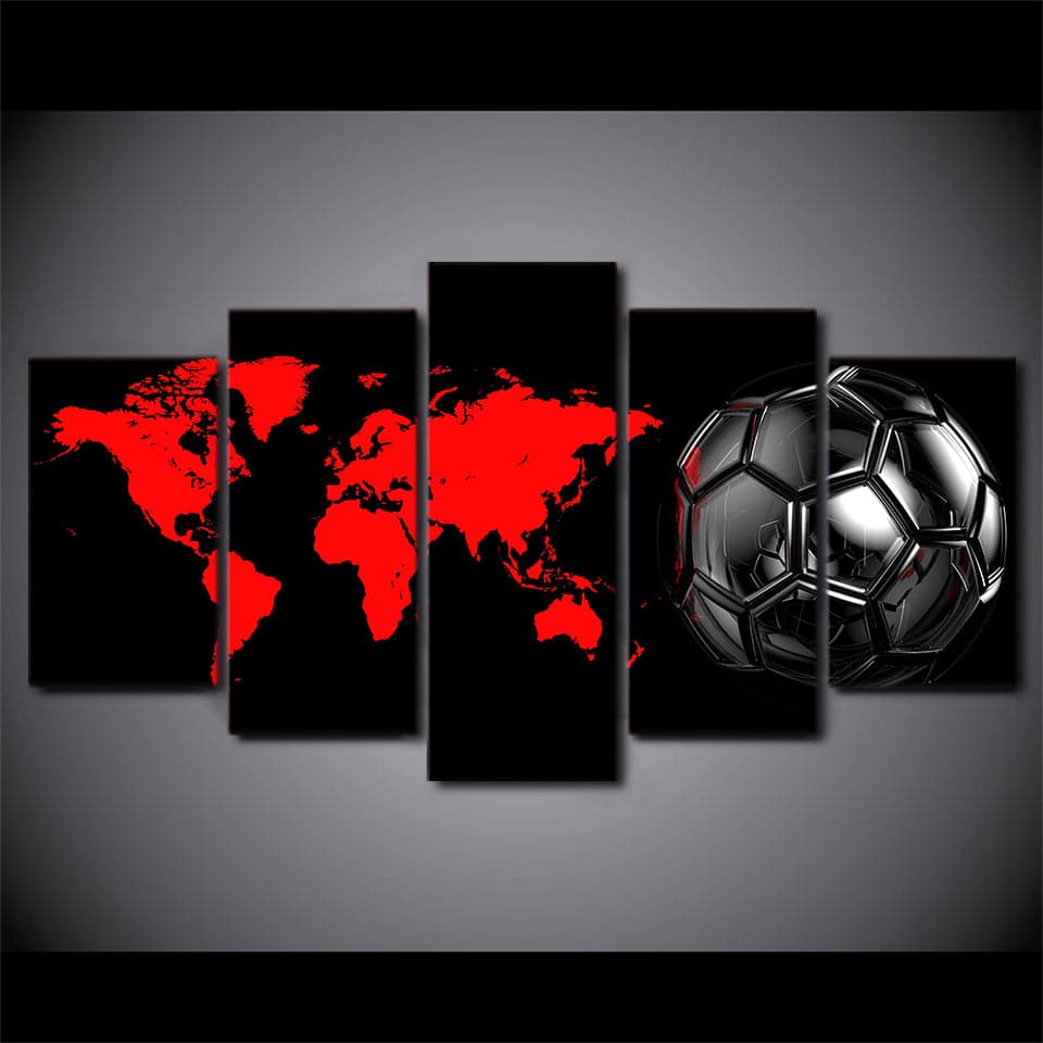 Pine Stretched  Framed 5 Panels - Football World Cup