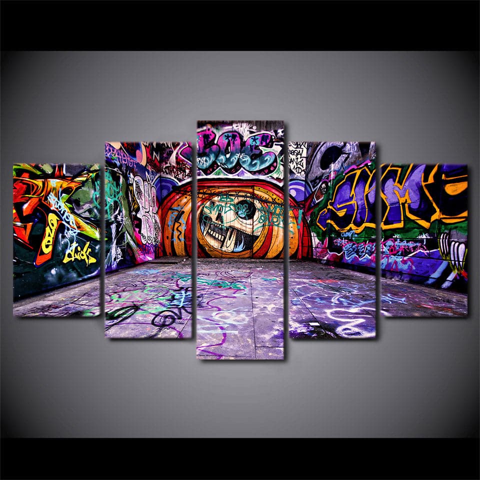 Framed 5 Panels - Graffiti