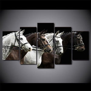 Framed 5 Panels - Horses