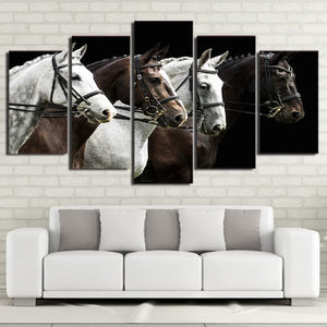 Framed 5 Panels - Horses