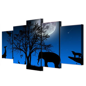 Framed 5 Panels - Africa Night
