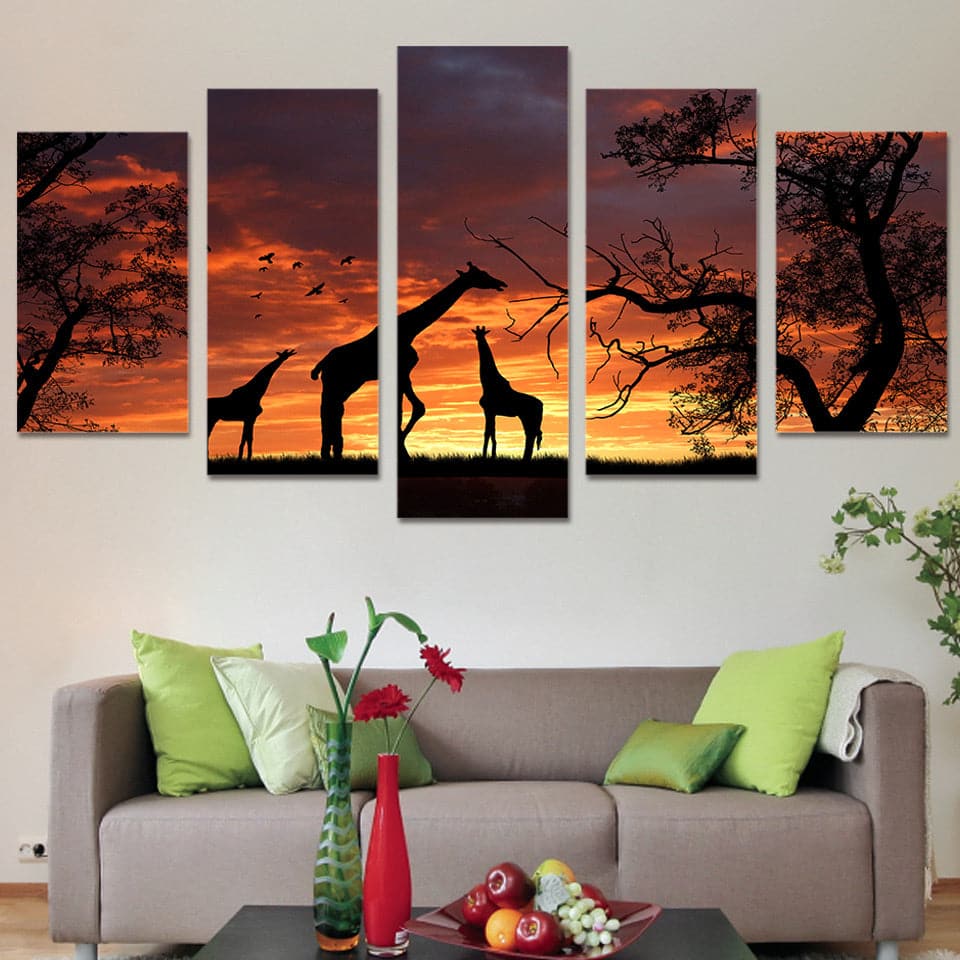 Framed 5 Panels - Africa