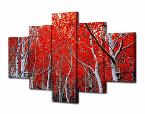 Framed 5 Panels - Red Frost