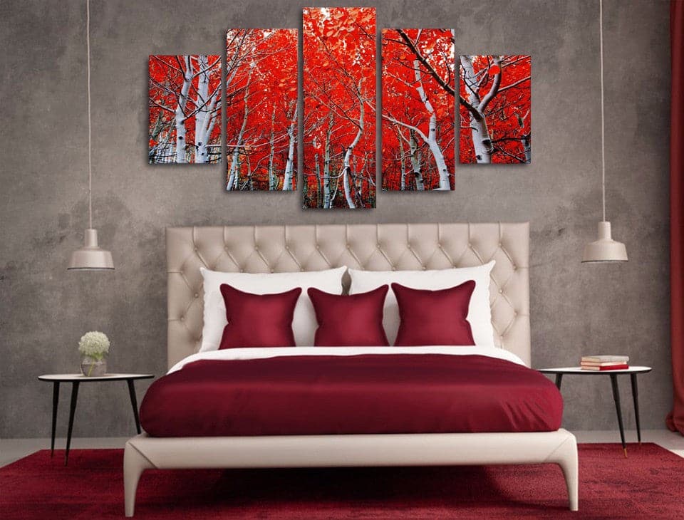 Framed 5 Panels - Red Frost