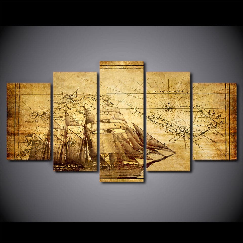 Framed 5 Panels - Sailing Expedition