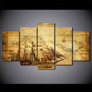 Framed 5 Panels - Sailing Expedition