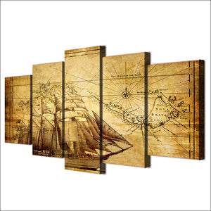 Framed 5 Panels - Sailing Expedition