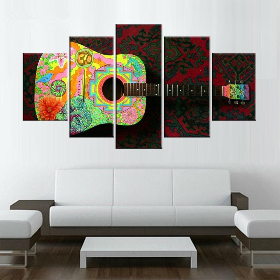 Pine Stretched  Framed 5 Panels - Guitar