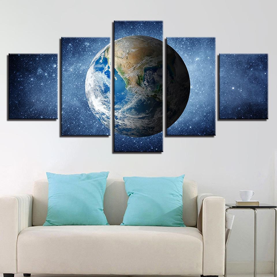 Framed 5 Panels - Earth