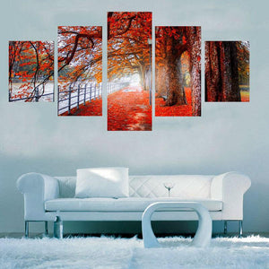 Framed 5 Panels - Red Frost