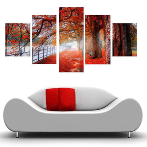 Framed 5 Panels - Red Frost
