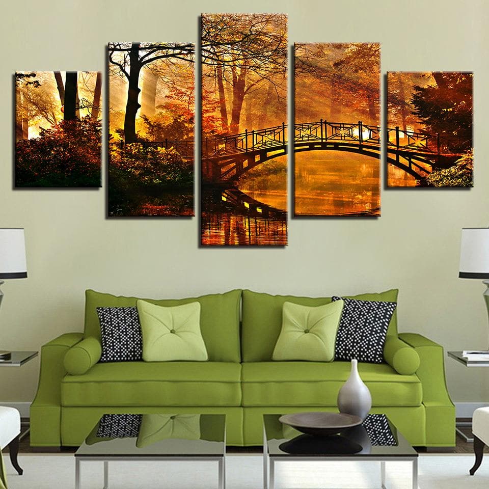 Pine Stretched  Framed 5 Panels - Landscape