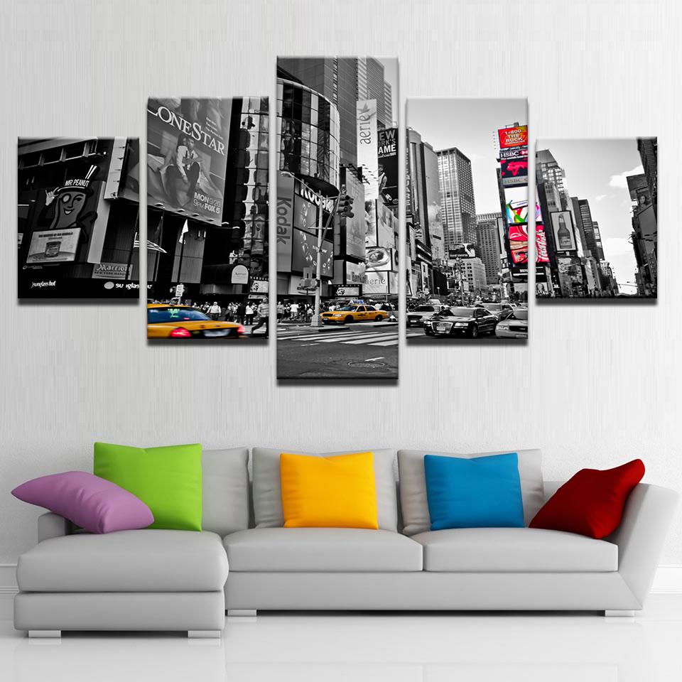 Pine Stretched  Framed 5 Panels - New York City