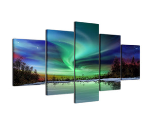 Framed 5 Panels - Northern lights