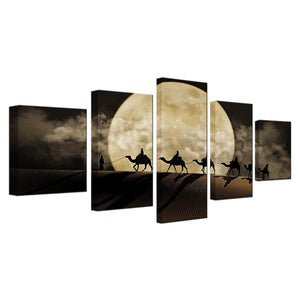Framed 5 Panels - Desert Night Walk