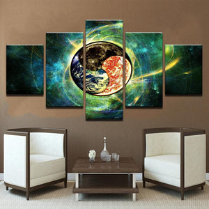 Framed 5 Panels - Yin And Yang