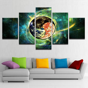 Framed 5 Panels - Yin And Yang