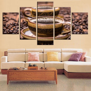 Framed 5 Panels - Coffee