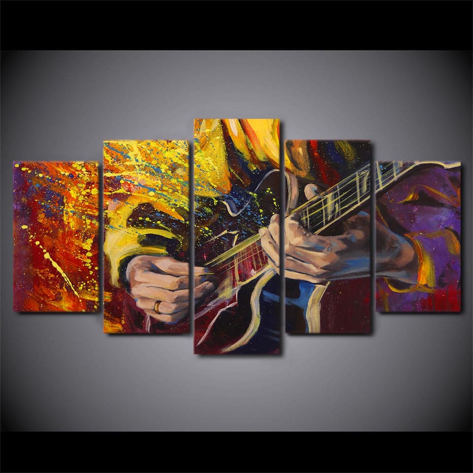 Pine Stretched  Framed 5 Panels - Guitar