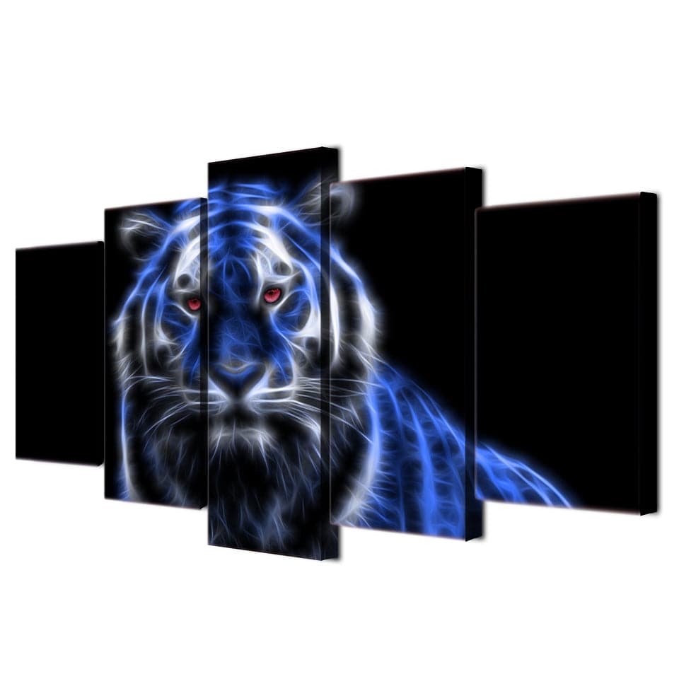 Framed 5 Panels - Tiger