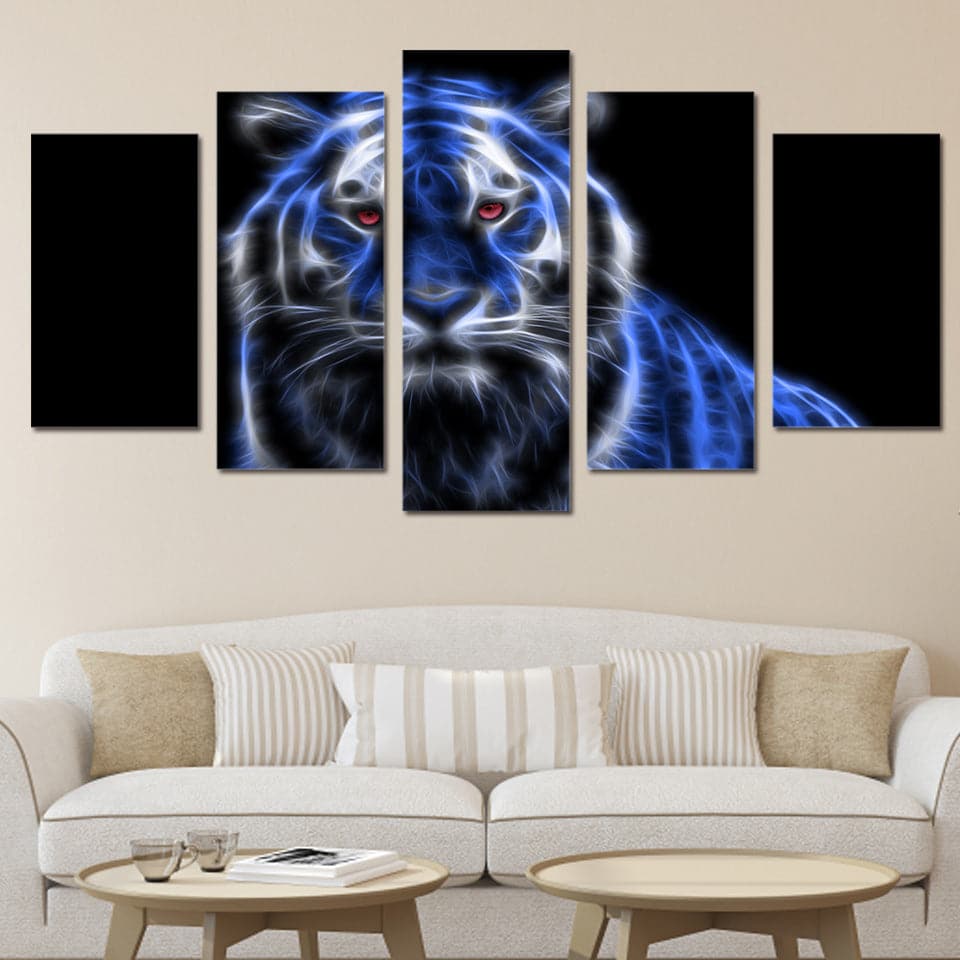 Framed 5 Panels - Tiger