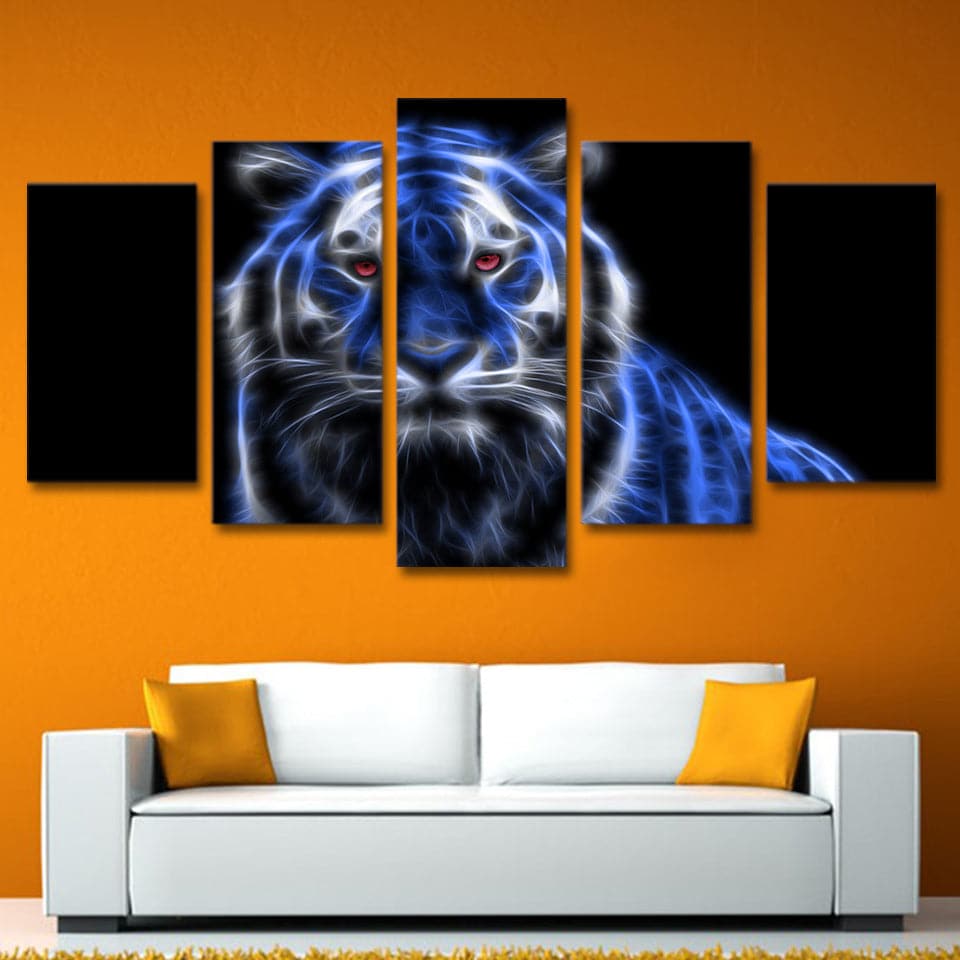 Framed 5 Panels - Tiger