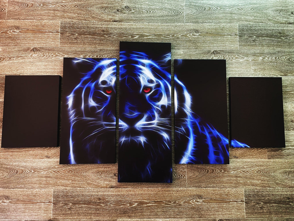 Pine Stretched  Framed 5 Panels - Finished Products - Tiger