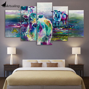 Framed 5 Panels - Sheep