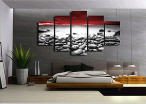 Framed 5 Panels - Stone