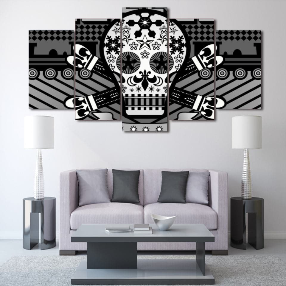 Framed 5 Panels - Skull