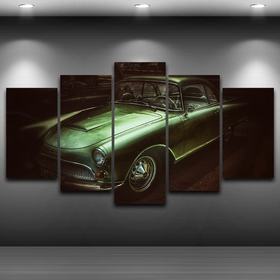 Pine Stretched  Framed 5 Panels - Classic Car