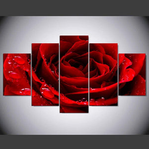 Framed 5 Panels - Rose