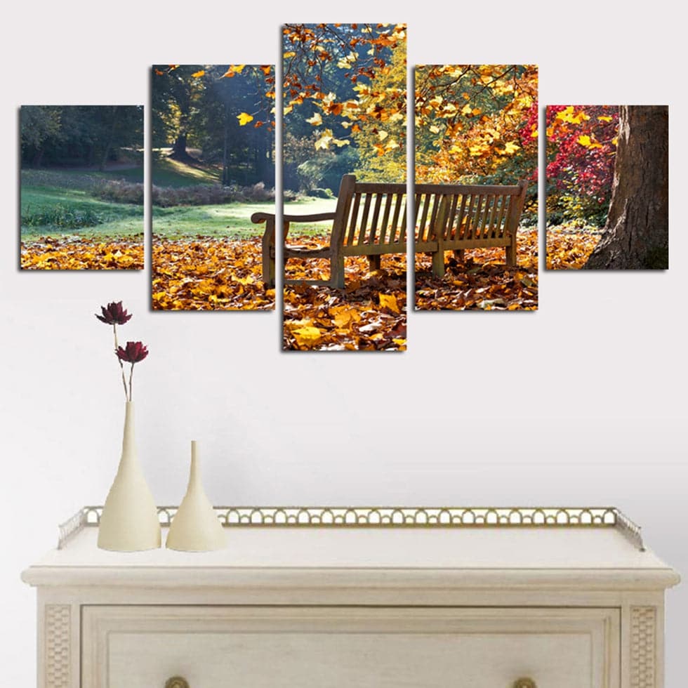 Pine Stretched  Framed 5 Panels - Autumn