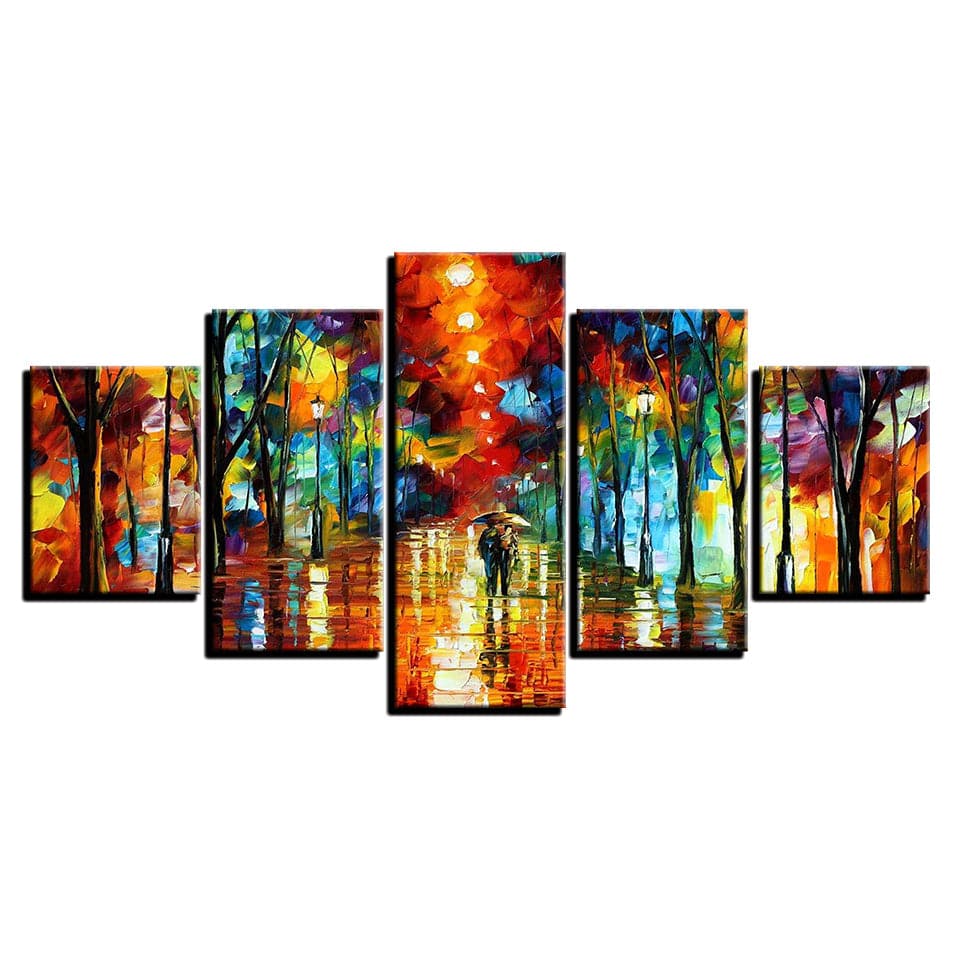 Framed 5 Panels - Raining Night