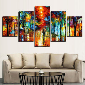 Framed 5 Panels - Raining Night