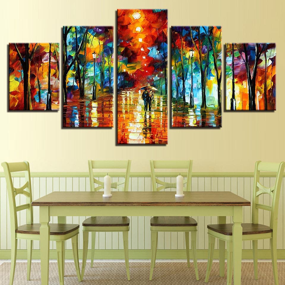 Framed 5 Panels - Raining Night