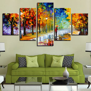 Framed 5 Panels - Raining Night