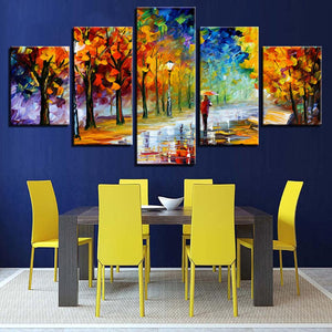 Framed 5 Panels - Raining Night