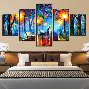 Framed 5 Panels - Raining Night
