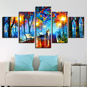 Framed 5 Panels - Raining Night