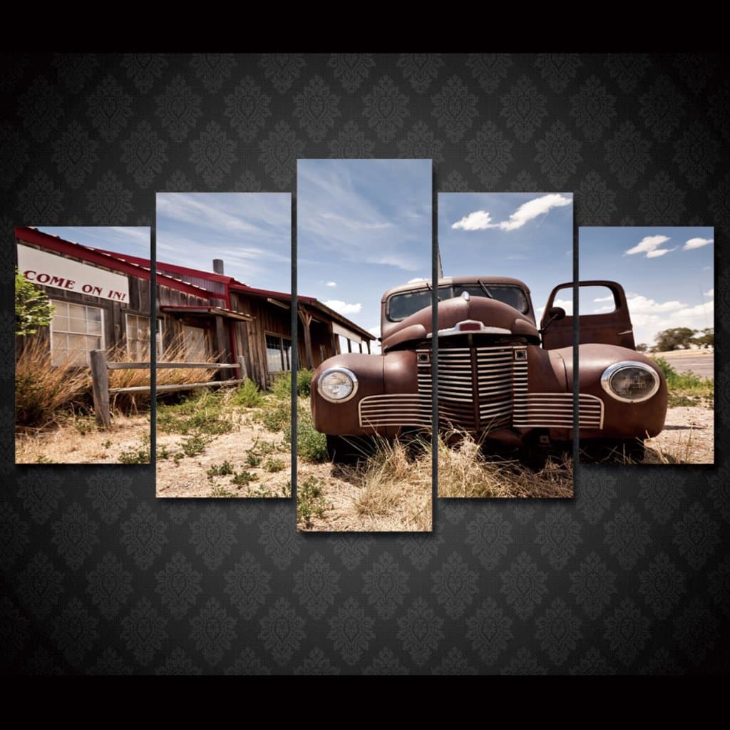 Pine Stretched  Framed 5 Panels - Classic Truck