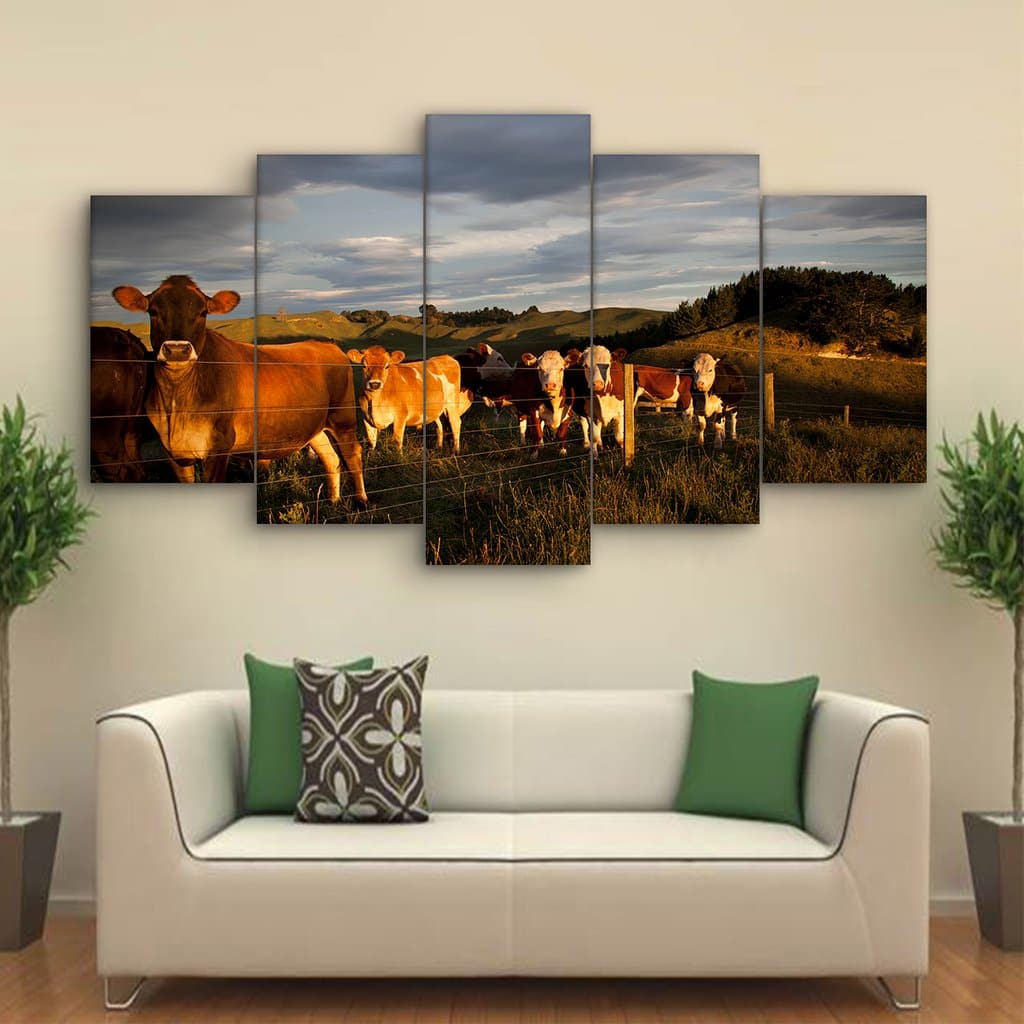 Pine Stretched  Framed 5 Panels - NZ Farm