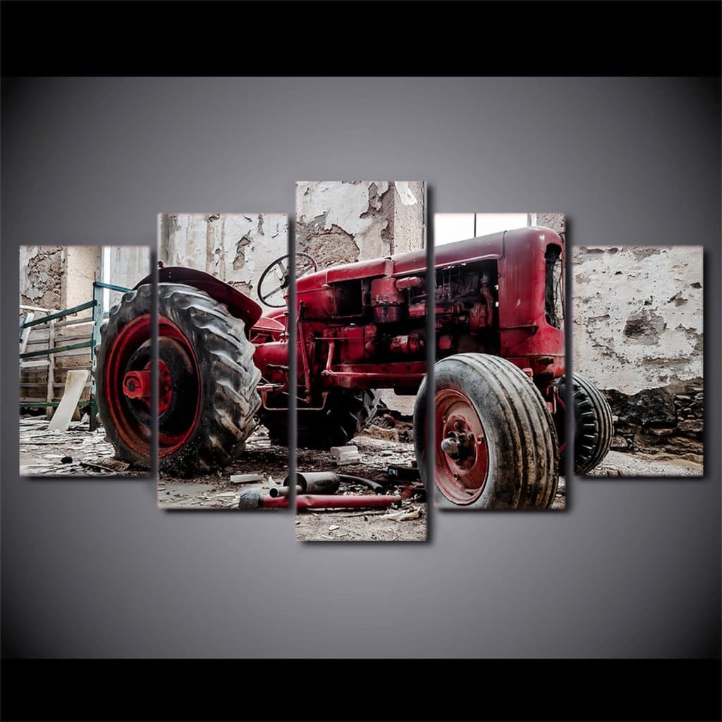 Pine Stretched  Framed 5 Panels - Tractor