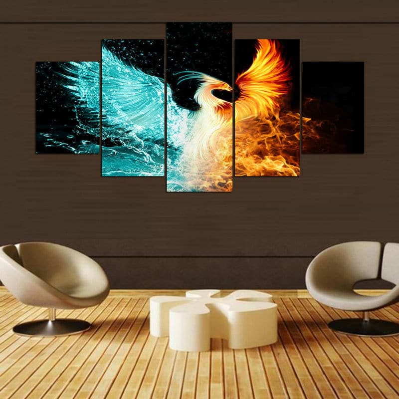 Framed 5 Panels - Phoenix