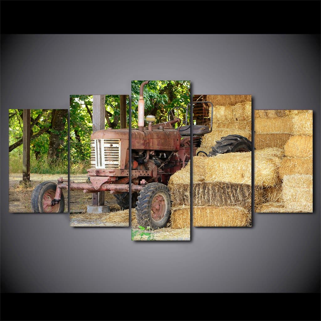Pine Stretched  Framed 5 Panels - Tractor