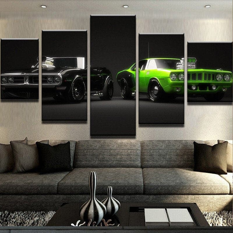 Framed 5 Panels - American Muscle Cars