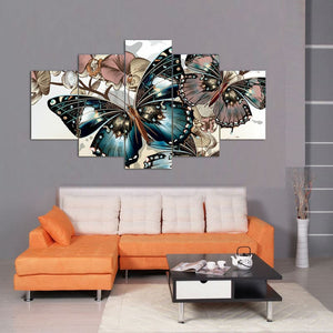 Framed 5 Panels - Butterfly