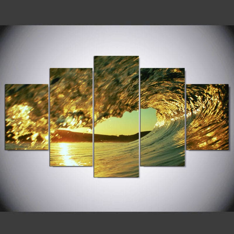 Framed 5 Panels - Wave